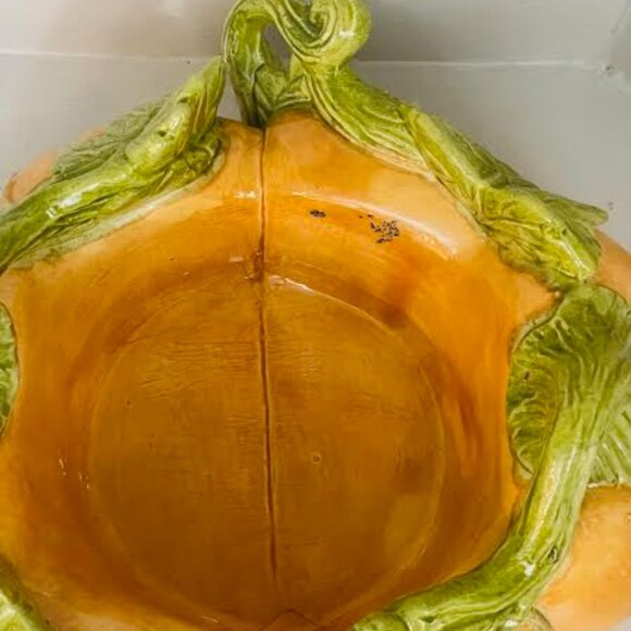 Pumpkin Ceramic Glaze Pumpkin With Leaf Bowl Fall/Autumn Decor - Picture 4 of 8